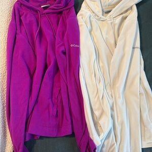 Columbia Fleece Hoodies in Purple and Cream
